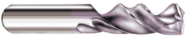 SGS - 11/32" 145° Spiral Flute Solid Carbide Screw Machine Drill Bit - TiN Finish, Right Hand Cut, 1-27/32" Flute Length, 3-1/2" OAL, Standard Point, Straight Shank - Exact Tool & Supply