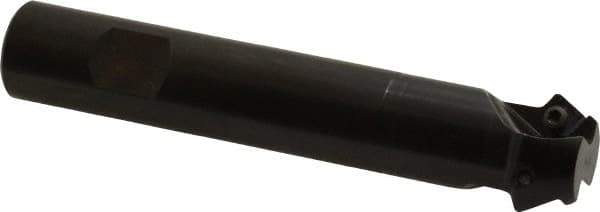 Seco - 60° Lead Angle, 1.04" Max Cut Diam, 3/4" Min Cut Diam, 0.24" Max Depth of Cut, Indexable Chamfer and Angle End Mill - 2 Inserts, SPMX 0903.. Insert Style, 4.33" Overall Length, 60° Included Angle - Exact Tool & Supply