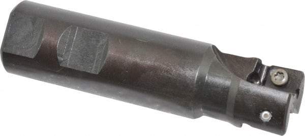 Seco - 1" Cut Diam, 0.59" Max Depth of Cut, 1" Shank Diam, 3.94" OAL, Indexable Square Shoulder End Mill - AP.. 1604 Inserts, Weldon Shank, 90° Lead Angle - Exact Tool & Supply