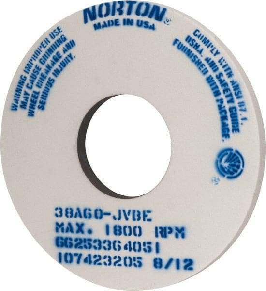 Norton - 14" Diam x 5" Hole x 1" Thick, J Hardness, 60 Grit Surface Grinding Wheel - Aluminum Oxide, Type 1, Medium Grade, 1,800 Max RPM, Vitrified Bond, No Recess - Exact Tool & Supply