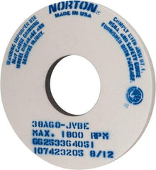 Norton - 14" Diam x 5" Hole x 1" Thick, J Hardness, 60 Grit Surface Grinding Wheel - Aluminum Oxide, Type 1, Medium Grade, 1,800 Max RPM, Vitrified Bond, No Recess - Exact Tool & Supply
