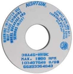 Norton - 14" Diam x 5" Hole x 1" Thick, H Hardness, 46 Grit Surface Grinding Wheel - Aluminum Oxide, Type 1, Coarse Grade, 1,800 Max RPM, Vitrified Bond, No Recess - Exact Tool & Supply