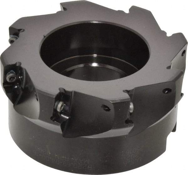 Seco - 8 Inserts, 4" Cut Diam, 1-1/2" Arbor Diam, 0.59" Max Depth of Cut, Indexable Square-Shoulder Face Mill - 0/90° Lead Angle, 1.97" High, AP.. 1604 Insert Compatibility - Exact Tool & Supply