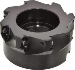 Seco - 8 Inserts, 4" Cut Diam, 1-1/2" Arbor Diam, 0.59" Max Depth of Cut, Indexable Square-Shoulder Face Mill - 0/90° Lead Angle, 1.97" High, AP.. 1604 Insert Compatibility - Exact Tool & Supply