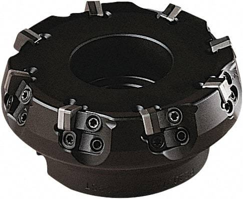 Seco - 4.03" Cut Diam, 1-1/2" Arbor Hole, 0.315" Max Depth of Cut, 75° Indexable Chamfer & Angle Face Mill - 8 Inserts, SN.. Insert, Right Hand Cut, 8 Flutes, Series R220.74 - Exact Tool & Supply