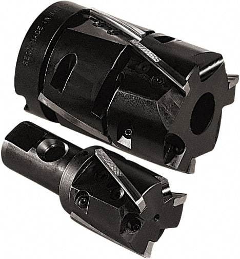 Seco - 6 Inserts, 3" Cut Diam, 1" Arbor Diam, 3-1/2" Max Depth of Cut, Indexable Square-Shoulder Face Mill - 0/90° Lead Angle, 4.76" High, R235.15-080 Insert Compatibility, Series R220.47 - Exact Tool & Supply