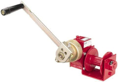THERN - 1000/500 Lbs. Load Limit Worm Gear Hand Winch - 7-1/2 Inches Long x 15.59 Inches High x 11.81 Inches Deep, 1,000 Lbs. Line Pull Capacity, 26 Lbs. Force to Lift 1,000 Pounds - Exact Tool & Supply