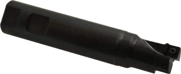 Seco - 1" Cut Diam, 0.31" Max Depth of Cut, 1" Shank Diam, 5.12" OAL, Indexable Square Shoulder End Mill - SPMX 0903 Inserts, Weldon Shank, 90° Lead Angle - Exact Tool & Supply