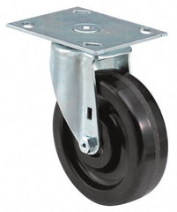 E.R. Wagner - 6" Diam x 2" Wide x 7-1/2" OAH Top Plate Mount Swivel Caster - Polyurethane, 900 Lb Capacity, Delrin Bearing, 4 x 4-1/2" Plate - Exact Tool & Supply