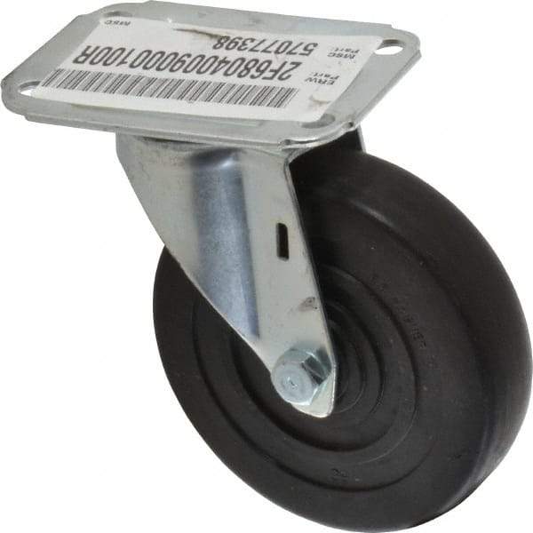 E.R. Wagner - 4" Diam x 1" Wide x 4-13/16" OAH Top Plate Mount Swivel Caster - Hard Rubber, 140 Lb Capacity, Delrin Bearing, 2-3/4 x 3-3/4" Plate - Exact Tool & Supply