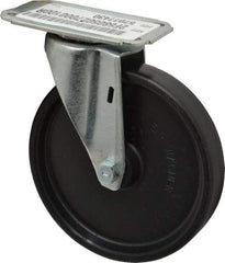 E.R. Wagner - 5" Diam x 1" Wide x 5-13/16" OAH Top Plate Mount Swivel Caster - Polyolefin, 145 Lb Capacity, Plain Bearing, 2-3/4 x 3-3/4" Plate - Exact Tool & Supply