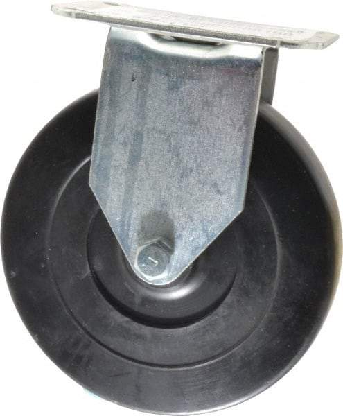 E.R. Wagner - 5" Diam x 1" Wide x 5-13/16" OAH Top Plate Mount Rigid Caster - Hard Rubber, 145 Lb Capacity, Delrin Bearing, 2-3/4 x 3-3/4" Plate - Exact Tool & Supply