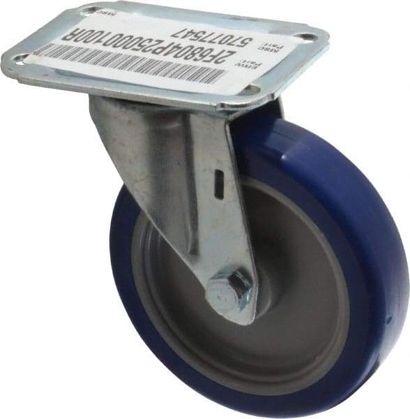 E.R. Wagner - 4" Diam x 1" Wide x 4-13/16" OAH Top Plate Mount Swivel Caster - Polyurethane, 140 Lb Capacity, Plain Bearing, 2-3/4 x 3-3/4" Plate - Exact Tool & Supply