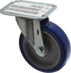 E.R. Wagner - 4" Diam x 1" Wide x 4-13/16" OAH Top Plate Mount Swivel Caster - Polyurethane, 140 Lb Capacity, Plain Bearing, 2-3/4 x 3-3/4" Plate - Exact Tool & Supply