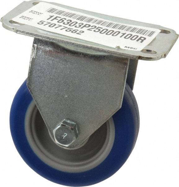E.R. Wagner - 3" Diam x 1" Wide x 3-3/4" OAH Top Plate Mount Rigid Caster - Polyurethane, 125 Lb Capacity, Plain Bearing, 2-3/4 x 3-3/4" Plate - Exact Tool & Supply