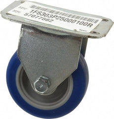E.R. Wagner - 3" Diam x 1" Wide x 3-3/4" OAH Top Plate Mount Rigid Caster - Polyurethane, 125 Lb Capacity, Plain Bearing, 2-3/4 x 3-3/4" Plate - Exact Tool & Supply