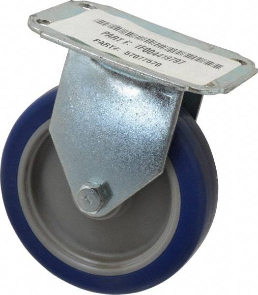 E.R. Wagner - 4" Diam x 1" Wide x 4-13/16" OAH Top Plate Mount Rigid Caster - Polyurethane, 140 Lb Capacity, Plain Bearing, 2-3/4 x 3-3/4" Plate - Exact Tool & Supply