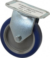 E.R. Wagner - 4" Diam x 1" Wide x 4-13/16" OAH Top Plate Mount Rigid Caster - Polyurethane, 140 Lb Capacity, Plain Bearing, 2-3/4 x 3-3/4" Plate - Exact Tool & Supply