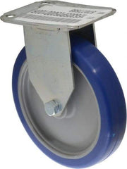 E.R. Wagner - 5" Diam x 1" Wide x 5-13/16" OAH Top Plate Mount Rigid Caster - Polyurethane, 145 Lb Capacity, Plain Bearing, 2-3/4 x 3-3/4" Plate - Exact Tool & Supply