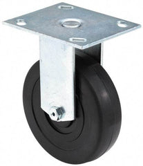 E.R. Wagner - 6" Diam x 2" Wide x 7-1/2" OAH Top Plate Mount Rigid Caster - TPR, 400 Lb Capacity, Roller Bearing, 4 x 4-1/2" Plate - Exact Tool & Supply