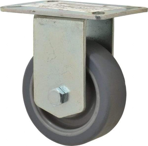E.R. Wagner - 3-1/2" Diam x 1-1/4" Wide x 4-5/8" OAH Top Plate Mount Rigid Caster - TPR, 155 Lb Capacity, Ball Bearing, 3-1/8 x 4-1/8" Plate - Exact Tool & Supply