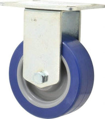 E.R. Wagner - 4" Diam x 1-1/2" Wide x 5-3/8" OAH Top Plate Mount Rigid Caster - Polyurethane, 375 Lb Capacity, Ball Bearing, 3-1/8 x 4-1/8" Plate - Exact Tool & Supply