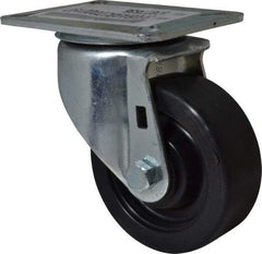 E.R. Wagner - 3-1/2" Diam x 1-1/4" Wide x 4-5/8" OAH Top Plate Mount Swivel Caster - Polypropylene, 250 Lb Capacity, Delrin Bearing, 3-1/8 x 4-1/8" Plate - Exact Tool & Supply