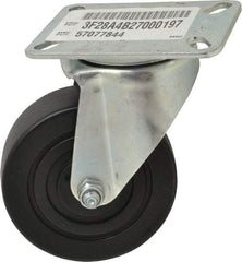 E.R. Wagner - 4" Diam x 1-3/8" Wide x 5-3/8" OAH Top Plate Mount Swivel Caster - Polypropylene, 375 Lb Capacity, Delrin Bearing, 3-1/8 x 4-1/8" Plate - Exact Tool & Supply
