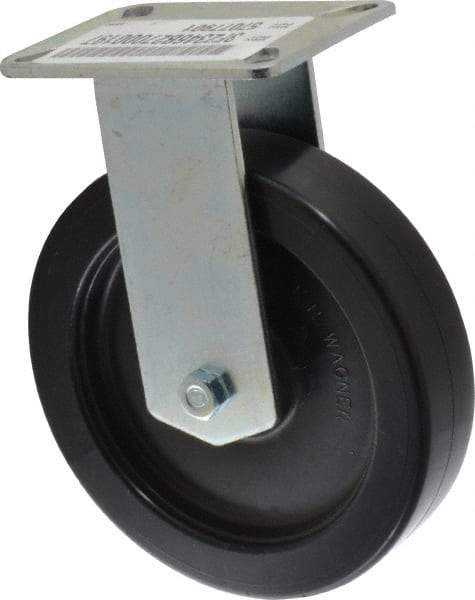 E.R. Wagner - 6" Diam x 1-1/2" Wide x 7-3/8" OAH Top Plate Mount Rigid Caster - Polypropylene, 450 Lb Capacity, Ball Bearing, 3-1/8 x 4-1/8" Plate - Exact Tool & Supply