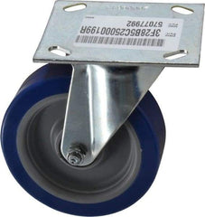 E.R. Wagner - 5" Diam x 1-1/2" Wide x 6-3/8" OAH Top Plate Mount Swivel Caster - Polyurethane, 450 Lb Capacity, Roller Bearing, 3-3/4 x 4-5/8" Plate - Exact Tool & Supply
