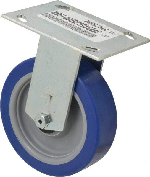 E.R. Wagner - 5" Diam x 1-1/2" Wide x 6-3/8" OAH Top Plate Mount Rigid Caster - Polyurethane, 450 Lb Capacity, Roller Bearing, 3-3/4 x 4-5/8" Plate - Exact Tool & Supply