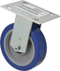 E.R. Wagner - 5" Diam x 1-1/2" Wide x 6-3/8" OAH Top Plate Mount Rigid Caster - Polyurethane, 450 Lb Capacity, Roller Bearing, 3-3/4 x 4-5/8" Plate - Exact Tool & Supply