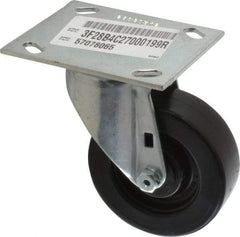 E.R. Wagner - 4" Diam x 1-3/8" Wide x 5-3/8" OAH Top Plate Mount Swivel Caster - Polypropylene, 375 Lb Capacity, Roller Bearing, 3-3/4 x 4-5/8" Plate - Exact Tool & Supply