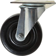 E.R. Wagner - 5" Diam x 1-1/2" Wide x 6-3/8" OAH Top Plate Mount Swivel Caster - Phenolic, 450 Lb Capacity, Roller Bearing, 3-3/4 x 4-5/8" Plate - Exact Tool & Supply