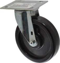 E.R. Wagner - 6" Diam x 1-1/2" Wide x 7-3/8" OAH Top Plate Mount Swivel Caster - Phenolic, 450 Lb Capacity, Roller Bearing, 3-3/4 x 4-5/8" Plate - Exact Tool & Supply