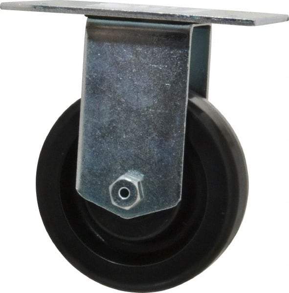 E.R. Wagner - 4" Diam x 1-1/2" Wide x 5-3/8" OAH Top Plate Mount Rigid Caster - Phenolic, 450 Lb Capacity, Roller Bearing, 3-3/4 x 4-5/8" Plate - Exact Tool & Supply