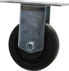 E.R. Wagner - 4" Diam x 1-1/2" Wide x 5-3/8" OAH Top Plate Mount Rigid Caster - Phenolic, 450 Lb Capacity, Roller Bearing, 3-3/4 x 4-5/8" Plate - Exact Tool & Supply