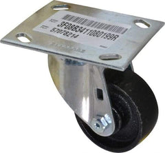 E.R. Wagner - 3" Diam x 1-1/4" Wide x 4-3/8" OAH Top Plate Mount Swivel Caster - Semi-Steel, 450 Lb Capacity, Roller Bearing, 3-3/4 x 4-5/8" Plate - Exact Tool & Supply