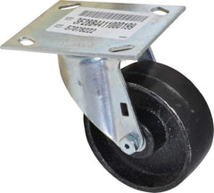 E.R. Wagner - 4" Diam x 1-1/2" Wide x 5-3/8" OAH Top Plate Mount Swivel Caster - Semi-Steel, 450 Lb Capacity, Roller Bearing, 3-3/4 x 4-5/8" Plate - Exact Tool & Supply