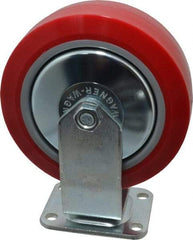 E.R. Wagner - 6" Diam x 2" Wide x 7-1/2" OAH Top Plate Mount Rigid Caster - Polyurethane, 700 Lb Capacity, Roller Bearing, 2-3/4 x 3-3/4" Plate - Exact Tool & Supply