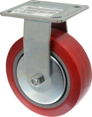 E.R. Wagner - 6" Diam x 2" Wide x 7-1/2" OAH Top Plate Mount Rigid Caster - Polyurethane, 700 Lb Capacity, Roller Bearing, 4 x 4-1/2" Plate - Exact Tool & Supply
