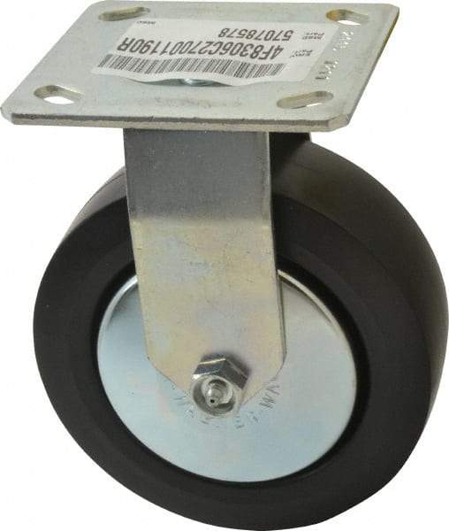 E.R. Wagner - 6" Diam x 2" Wide x 7-1/2" OAH Top Plate Mount Rigid Caster - Polypropylene, 700 Lb Capacity, Roller Bearing, 4 x 4-1/2" Plate - Exact Tool & Supply
