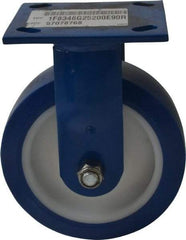 E.R. Wagner - 6" Diam x 2" Wide x 7-1/2" OAH Top Plate Mount Rigid Caster - Polyurethane, 900 Lb Capacity, Delrin Bearing, 4 x 4-1/2" Plate - Exact Tool & Supply