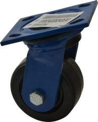 E.R. Wagner - 4" Diam x 2" Wide x 5-5/8" OAH Top Plate Mount Swivel Caster - Phenolic, 800 Lb Capacity, Delrin Bearing, 4 x 4-1/2" Plate - Exact Tool & Supply
