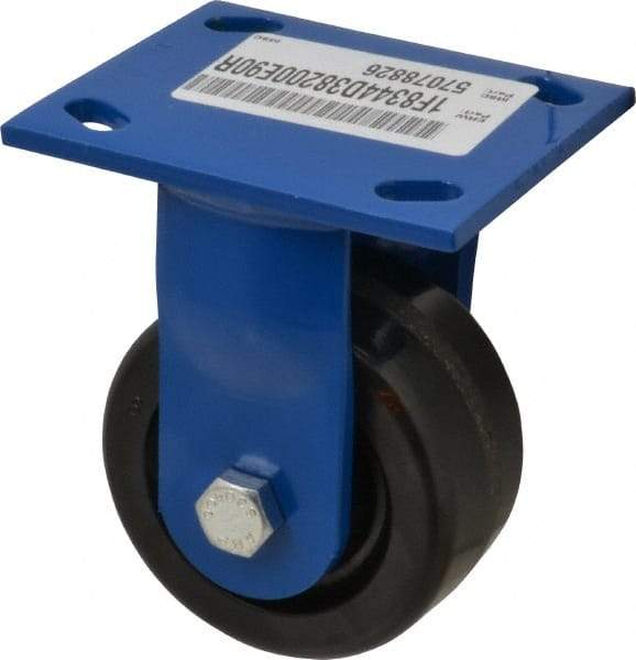 E.R. Wagner - 4" Diam x 2" Wide x 5-5/8" OAH Top Plate Mount Rigid Caster - Phenolic, 800 Lb Capacity, Delrin Bearing, 4 x 4-1/2" Plate - Exact Tool & Supply
