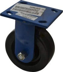 E.R. Wagner - 5" Diam x 2" Wide x 6-1/2" OAH Top Plate Mount Rigid Caster - Phenolic, 900 Lb Capacity, Delrin Bearing, 4 x 4-1/2" Plate - Exact Tool & Supply