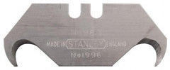 Stanley - 5 Piece High Carbon Steel Hook Blade - 1-7/8" OAL, 0.024" Blade Thickness - Exact Tool & Supply