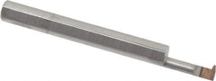 Accupro - 1/2" Cutting Depth, 16 Max TPI, 0.18" Diam, Acme Internal Thread, Solid Carbide, Single Point Threading Tool - Bright Finish, 2-1/2" OAL, 1/4" Shank Diam, 0.045" Projection from Edge, 29° Profile Angle - Exact Tool & Supply