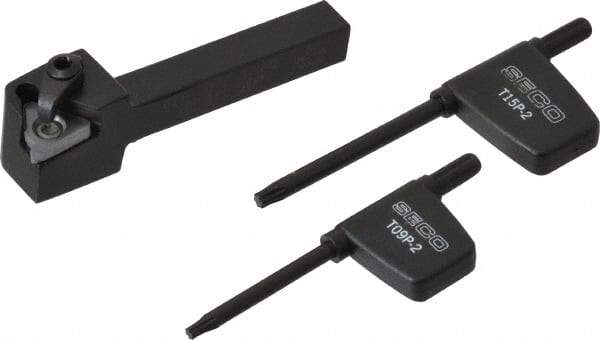 Seco - External Thread, Right Hand Cut, 3/8" Shank Width x 3/8" Shank Height Indexable Threading Toolholder - 3" OAL, 16ER Insert Compatibility, CE Toolholder, Series Snap Tap - Exact Tool & Supply