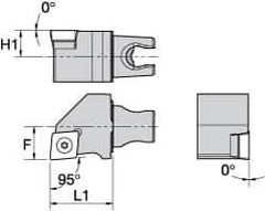 Kennametal - Left Hand Cut, Size KM25, CC.. Insert Compatiblity, External Modular Turning & Profiling Cutting Unit Head - 16mm Ctr to Cutting Edge, 30mm Head Length, Through Coolant, Series Screw-On - Exact Tool & Supply